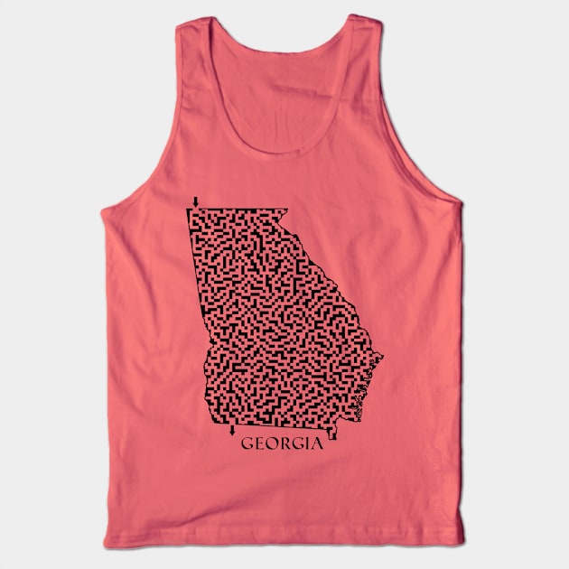 Georgia State Outline Maze & Labyrinth Tank Top by gorff